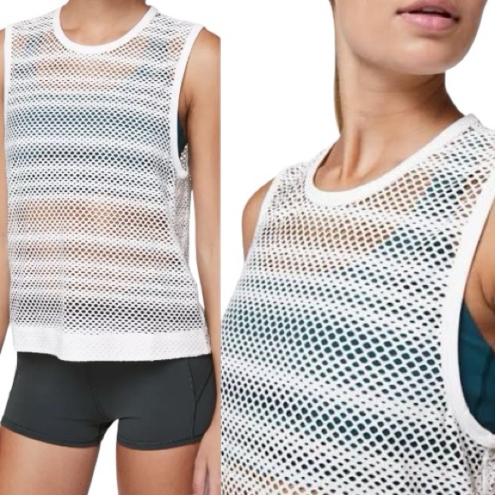 Gorpcore Athleisure Sweat Your Heart Out Tank Top Ivory White Lululemon 6